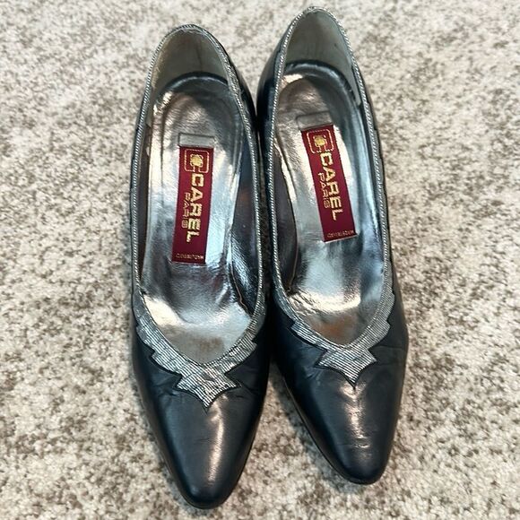 Carel Paris Black Pointed-Toe Pumps 6.5 - Picture 1 of 9